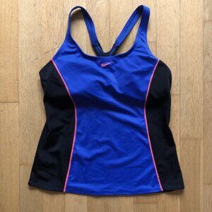 Nike Womens Tankini Swim Tank Racerback Blue Black Size Large
